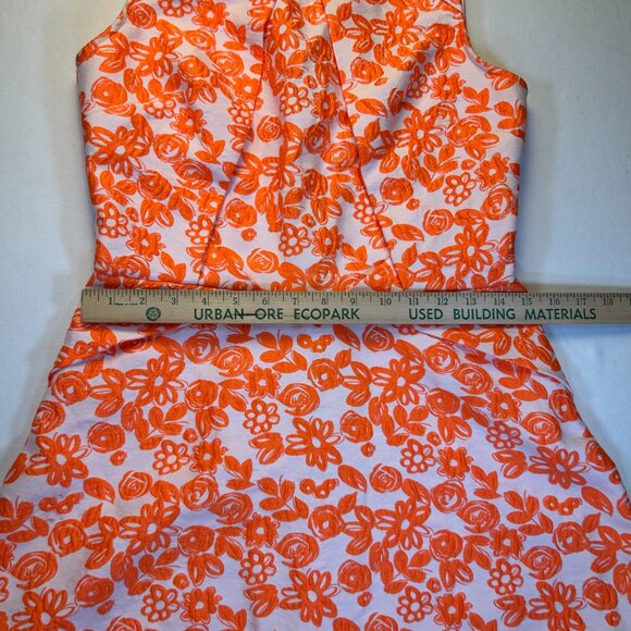 Vibrant & Unique Betsey Johnson Orange and White Floral Dress Back zipper size 8 - Picture 7 of 15